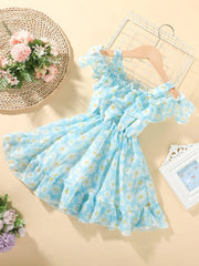 Trendy Daisy Off-Shoulder Dress for Baby Girls