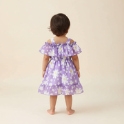 Girls Purple Daisy Ruffle Dress