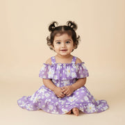 Girls Purple Daisy Ruffle Dress
