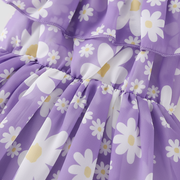 Girls Purple Daisy Ruffle Dress