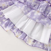 Girls Purple Daisy Ruffle Dress Trendy Collection