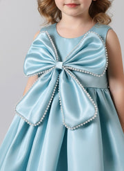Elegant  Satin Bow Dress for Girls